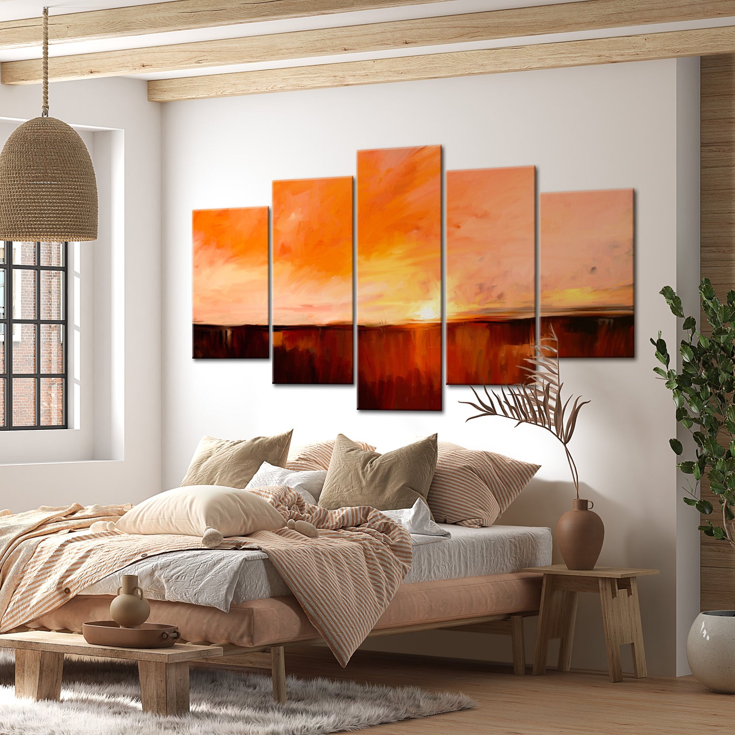 Abstract Canvas Wall Art - August Heat - 5 Pieces