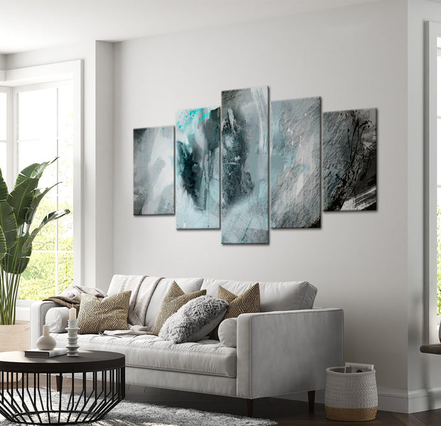 Abstract Canvas Wall Art - Blue Moon - 5 Pieces