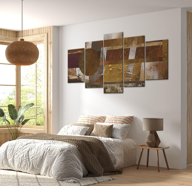 Abstract Canvas Wall Art - Cosmic Jewels - 5 Pieces