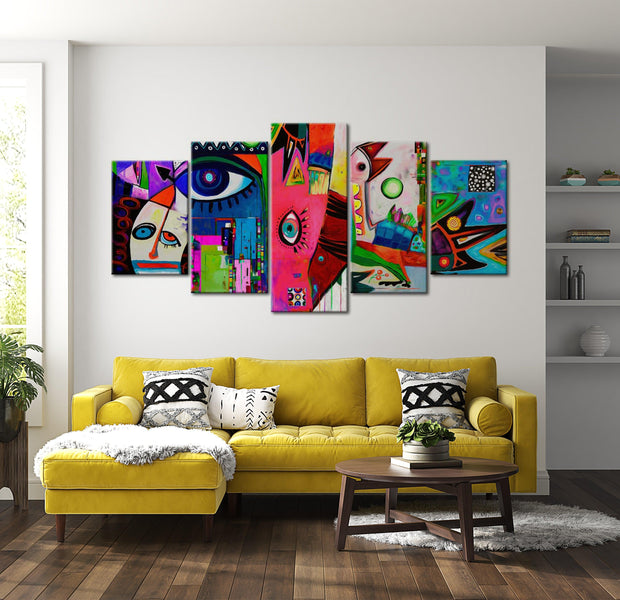 Abstract Canvas Wall Art - Everyday Life - 5 Pieces
