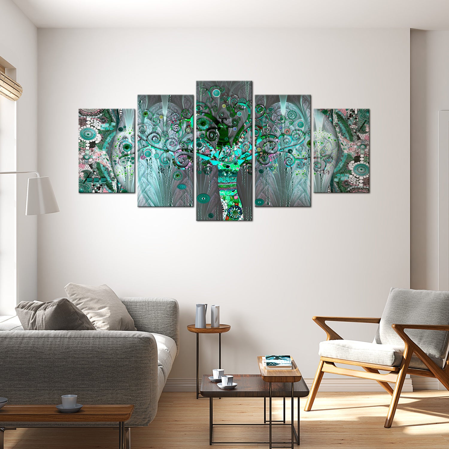 Abstract Canvas Wall Art - Mosaic Tree - 5 Pieces