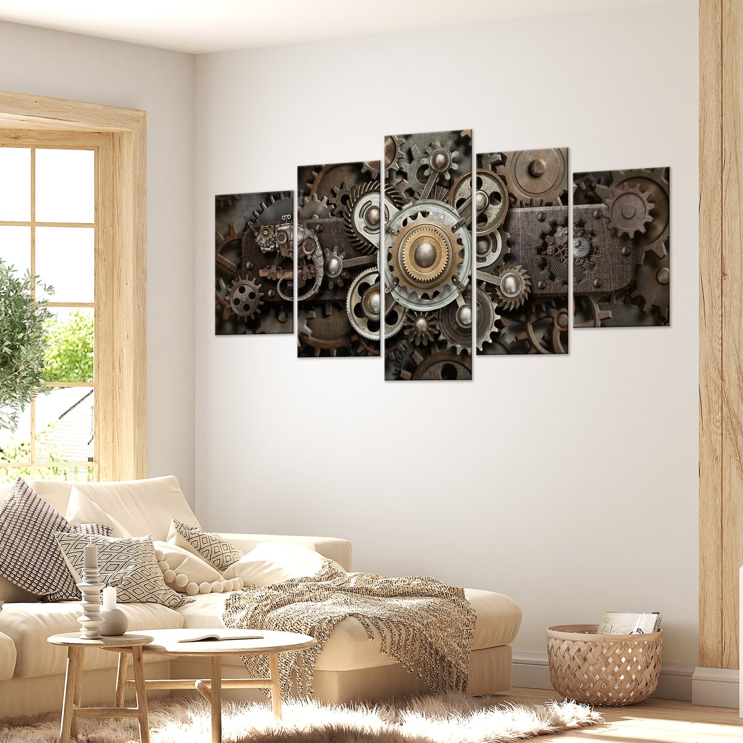 Abstract Canvas Wall Art - Old Mechanism - 5 Pieces