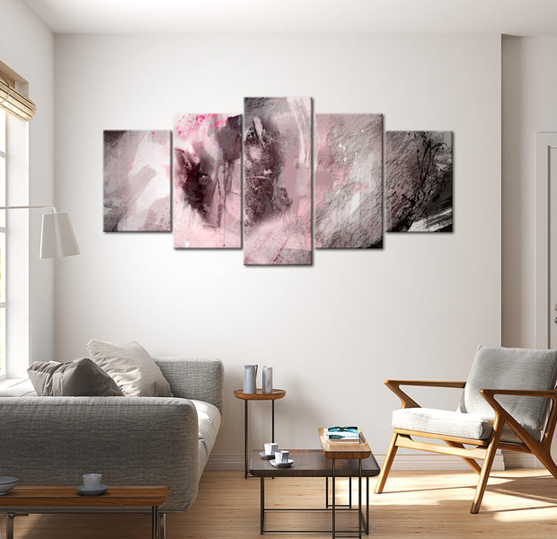 Abstract Canvas Wall Art - Pink Depth - 5 Pieces