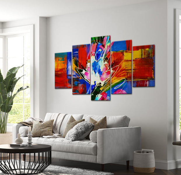 Abstract Canvas Wall Art - Power Of Colours - 5 Pieces