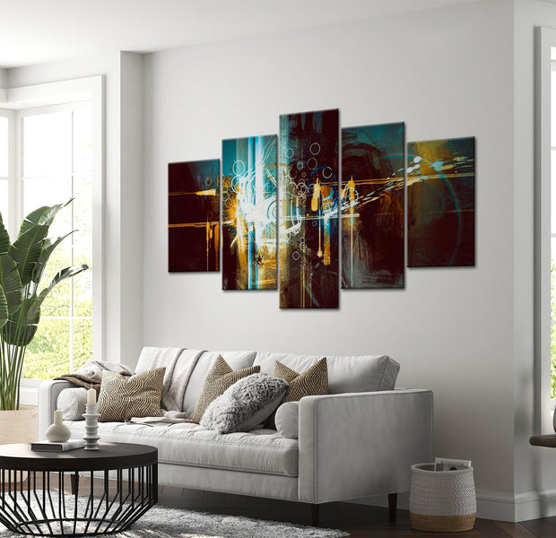 Abstract Canvas Wall Art - Stellar Chariot - 5 Pieces