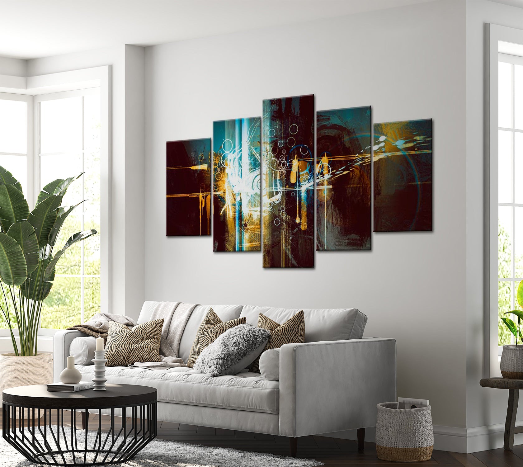 Abstract Canvas Wall Art - Stellar Chariot - 5 Pieces