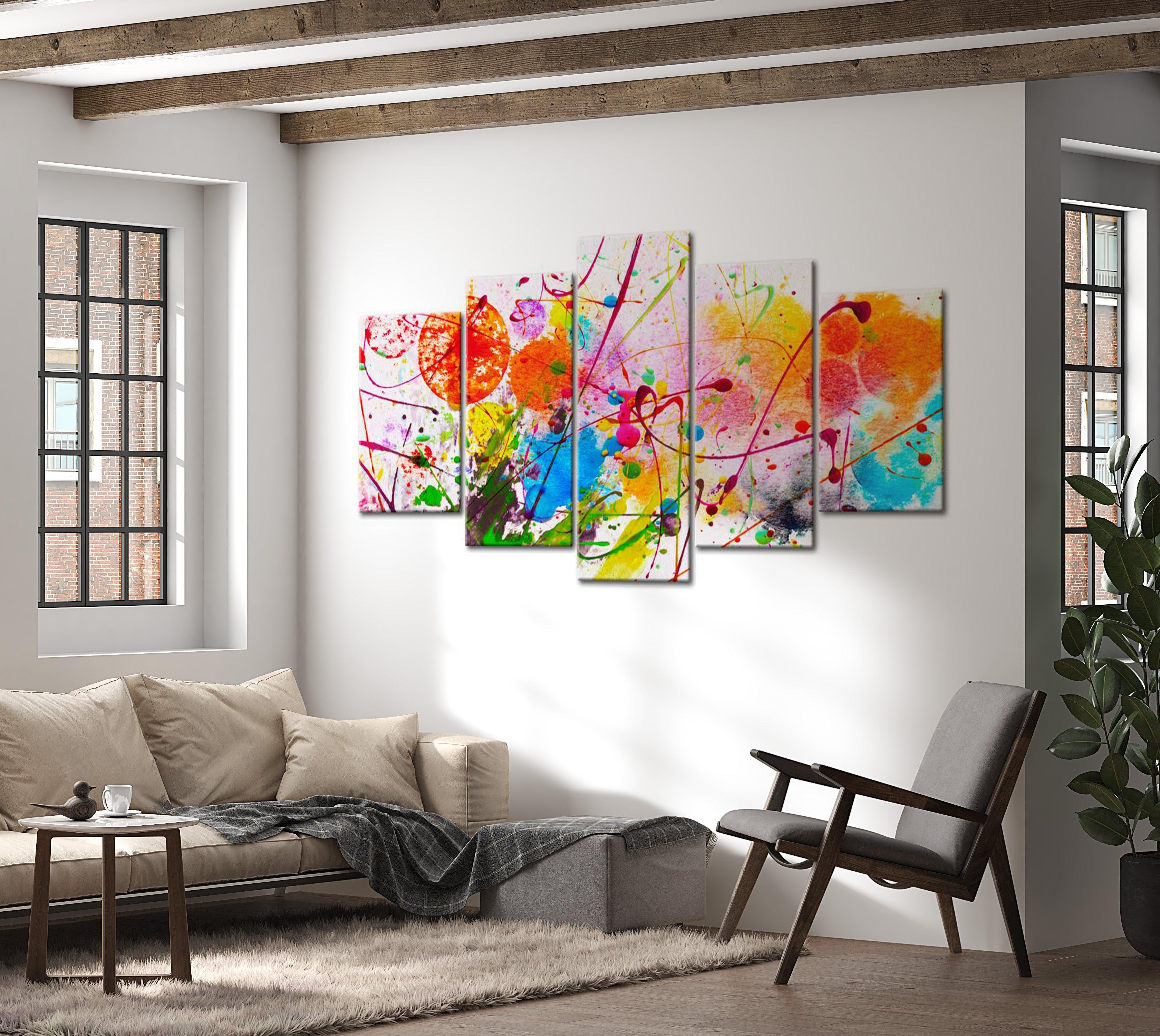 Abstract Canvas Wall Art - Summer Of Colours - 5 Pieces