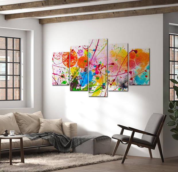 Abstract Canvas Wall Art - Summer Of Colours - 5 Pieces