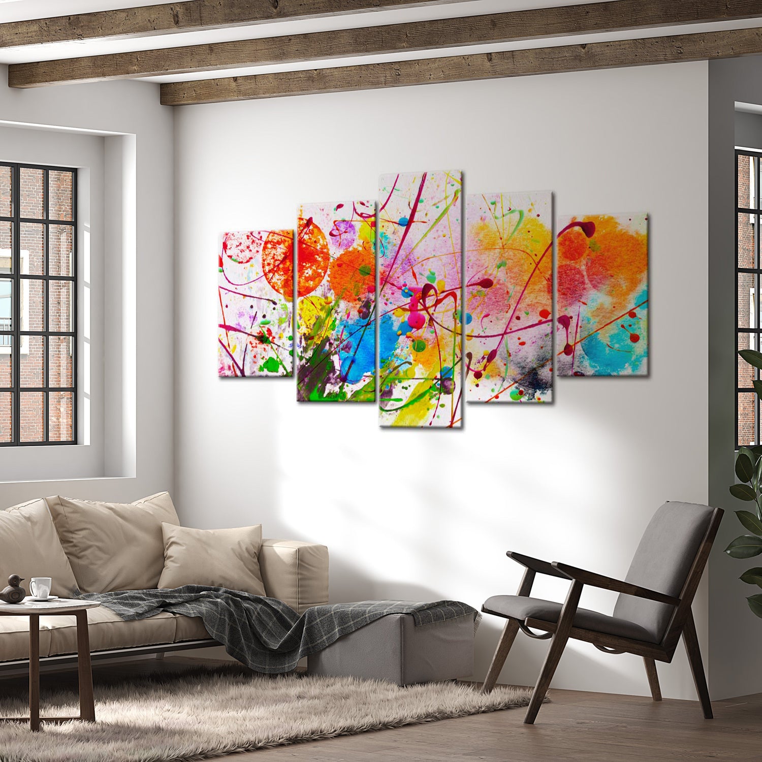 Abstract Canvas Wall Art - Summer Of Colours - 5 Pieces