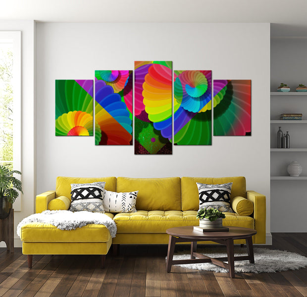 Abstract Canvas Wall Art - Twisted Colours - 5 Pieces