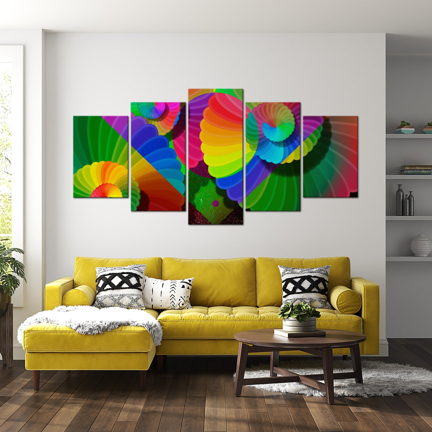 Abstract Canvas Wall Art - Twisted Colours - 5 Pieces
