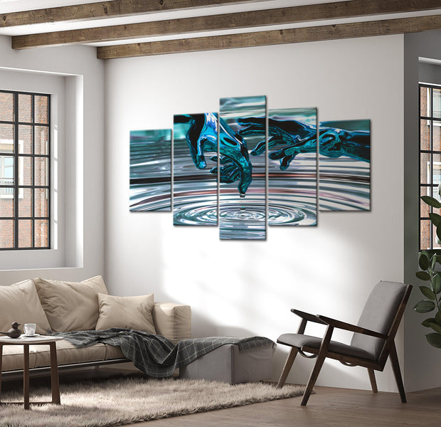 Abstract Canvas Wall Art - Water Circles - 5 Pieces