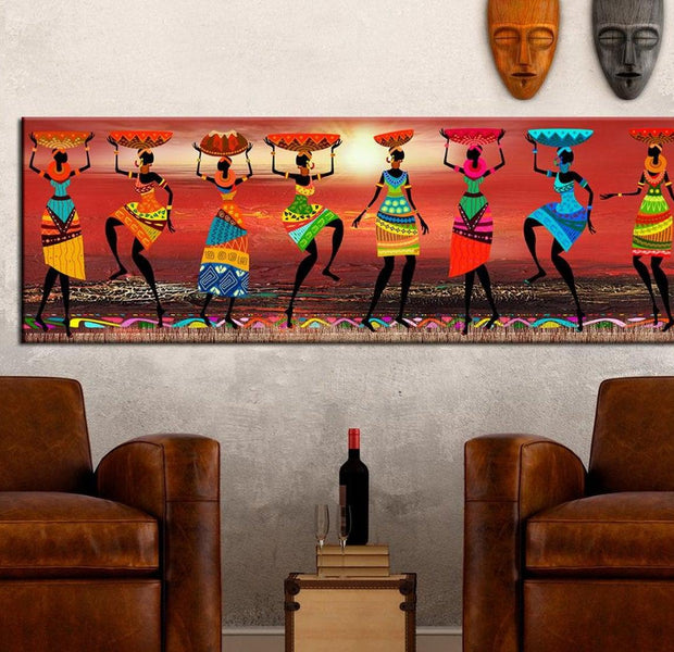 Abstract Canvas Wall Art - African Women Dancing