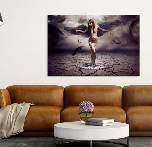 Abstract Canvas Wall Art - Black Angel