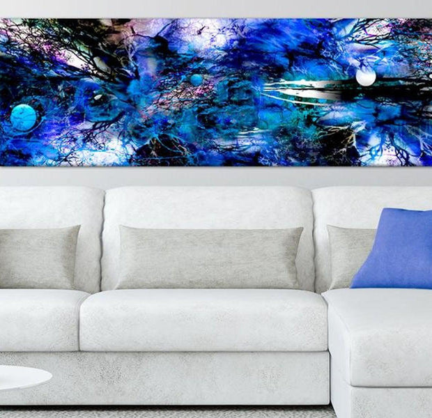 Abstract Canvas Wall Art - Blue Artistic Chaos
