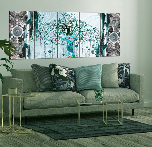 Abstract Canvas Wall Art - Blue Tree