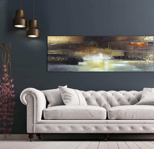Abstract Canvas Wall Art - Breath Of Luxury Narrow