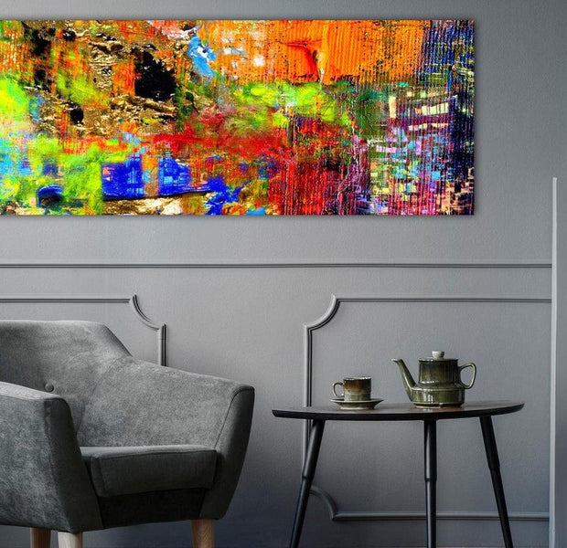 Abstract Canvas Wall Art - Colourful Abstraction Narrow