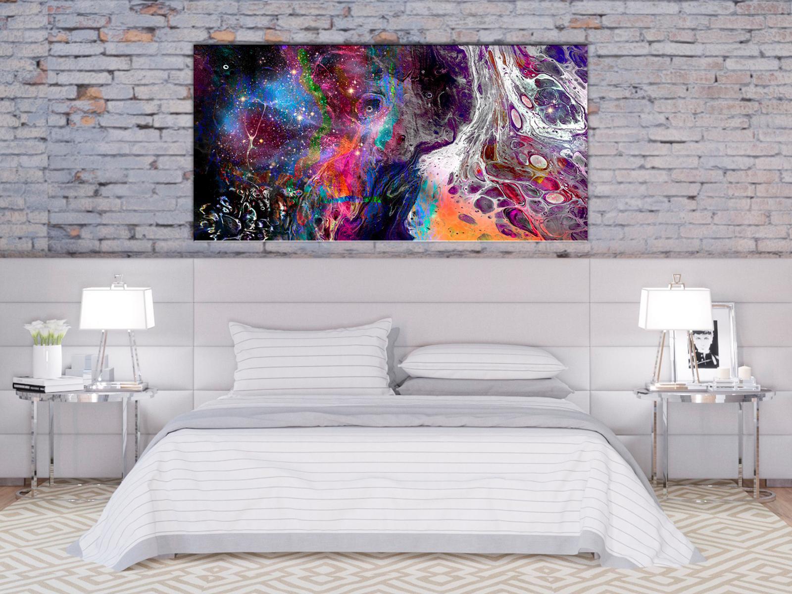 Abstract Canvas Wall Art - Colourful Galaxy Wide