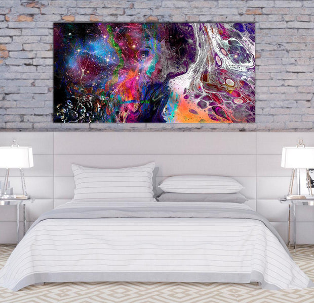 Abstract Canvas Wall Art - Colourful Galaxy Wide