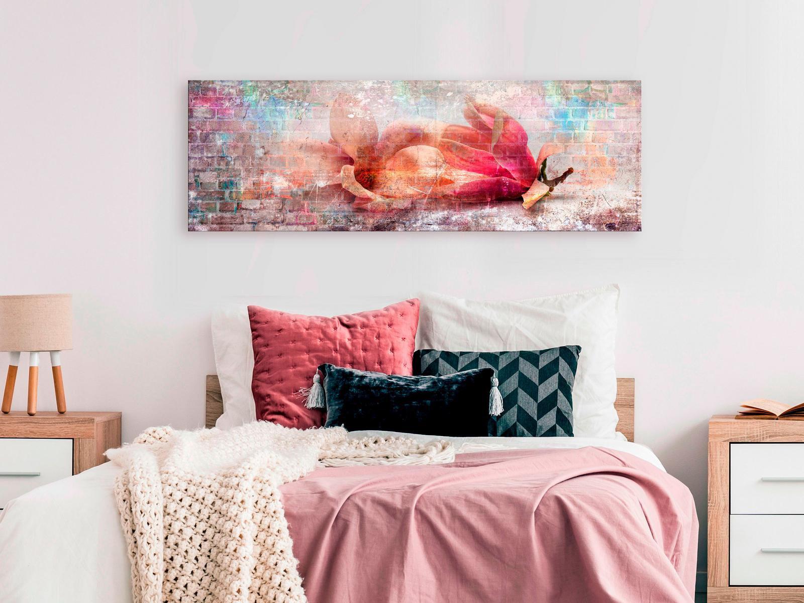 Abstract Canvas Wall Art - Colourful Magnolias Narrow