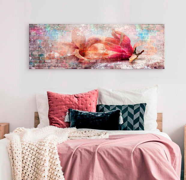 Abstract Canvas Wall Art - Colourful Magnolias Narrow
