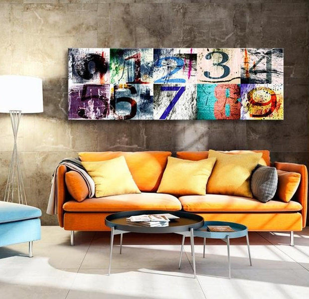 Abstract Canvas Wall Art - Colourful Numbers