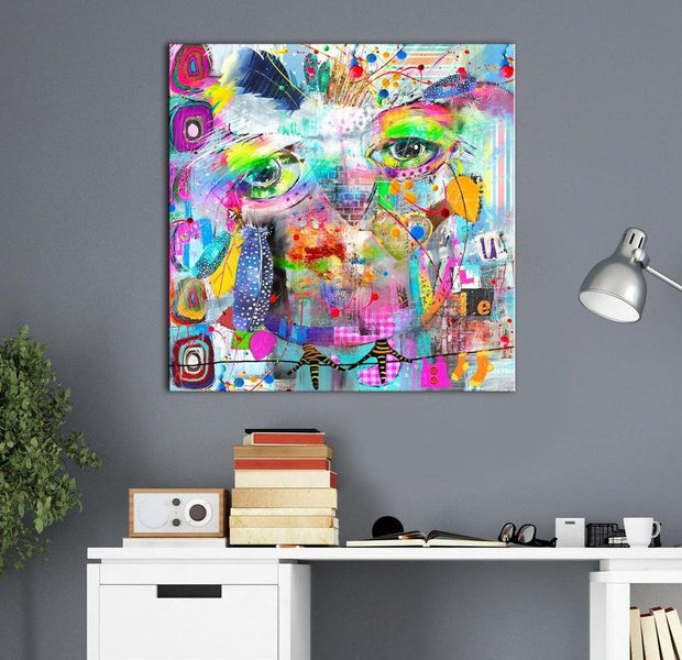 Abstract Canvas Wall Art - Colourful Owl