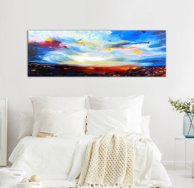 Abstract Canvas Wall Art - Colourful Sky Narrow