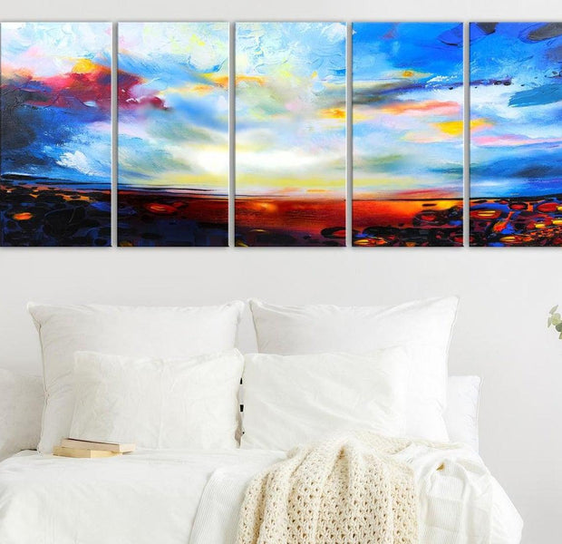 Abstract Canvas Wall Art - Colourful Sky Narrow