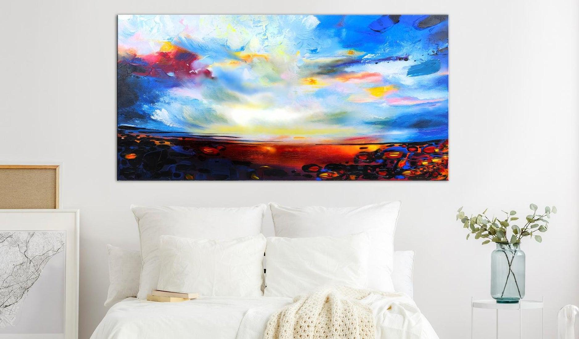 Abstract Canvas Wall Art - Colourful Sky Wide