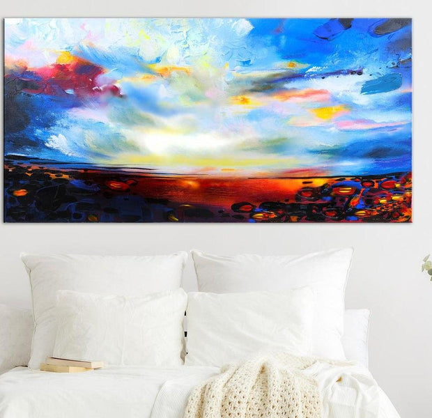 Abstract Canvas Wall Art - Colourful Sky Wide