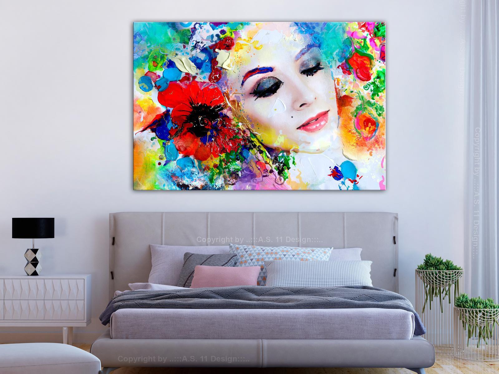 Abstract Canvas Wall Art - Colourful Thoughts Wide