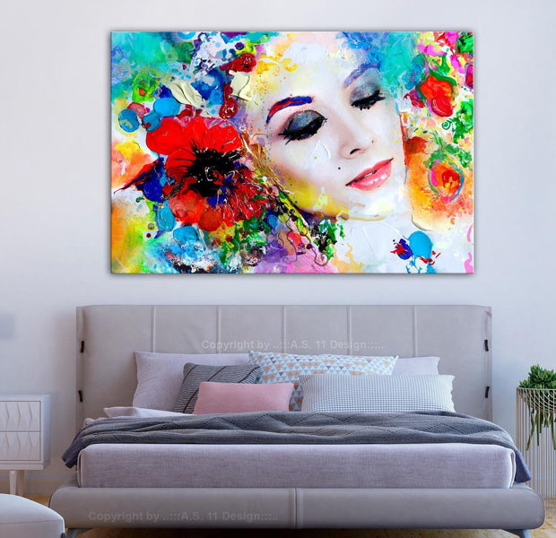 Abstract Canvas Wall Art - Colourful Thoughts Wide