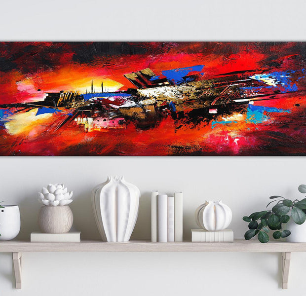 Abstract Canvas Wall Art - Colours Of Childhood Narrow