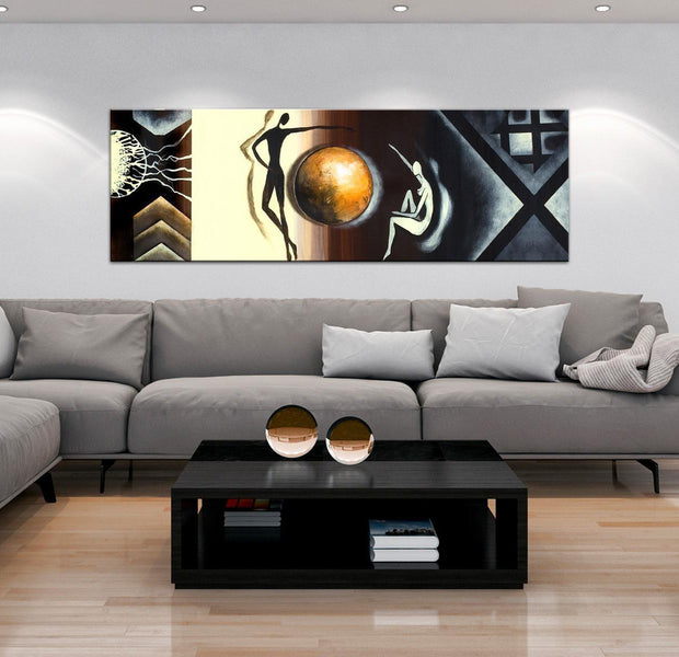 Abstract Canvas Wall Art - Conversation Narrow