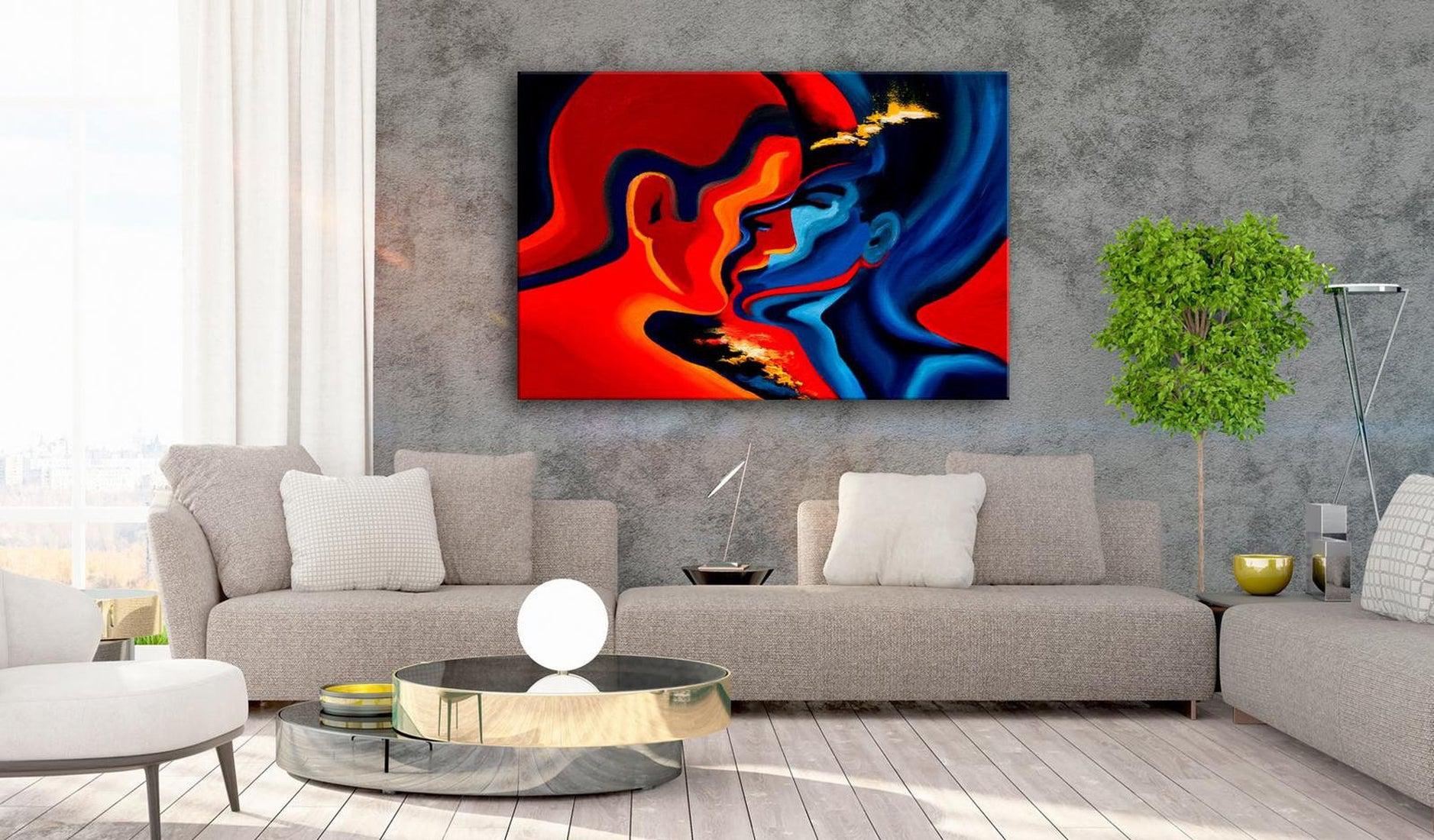 Abstract Canvas Wall Art - Cosmic Kiss