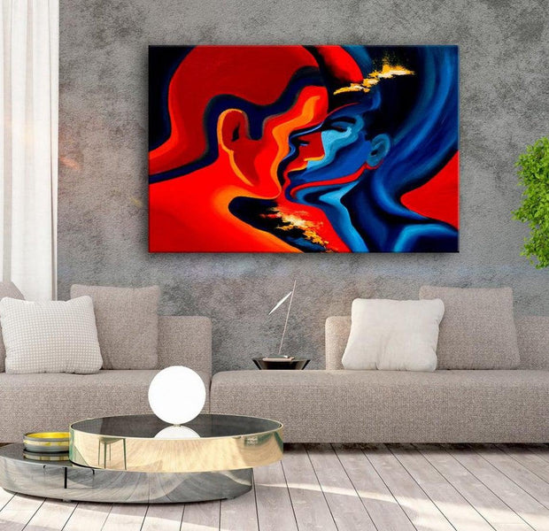 Abstract Canvas Wall Art - Cosmic Kiss