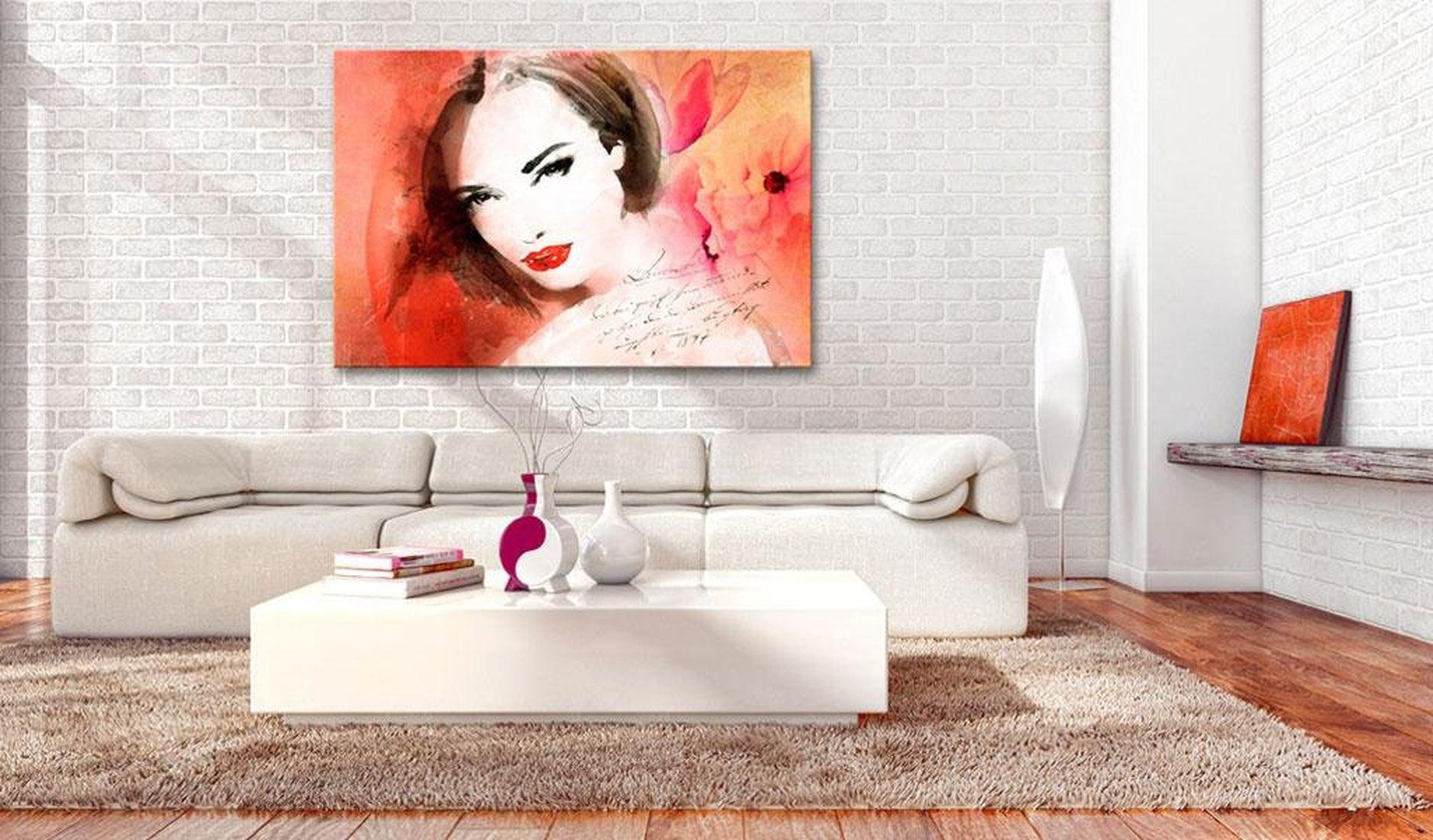 Abstract Canvas Wall Art - Crimson Lady