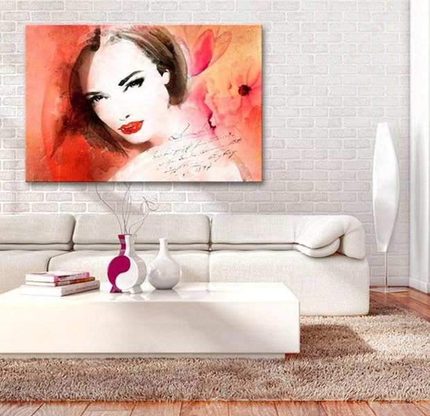 Abstract Canvas Wall Art - Crimson Lady