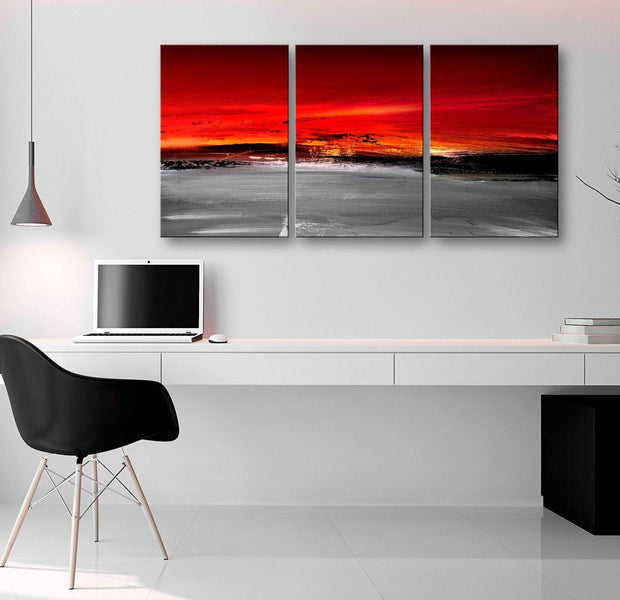 Abstract Canvas Wall Art - Crimson Landscape