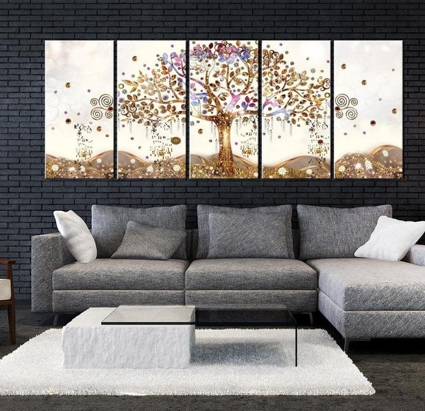 Abstract Canvas Wall Art - Dazzling Tree
