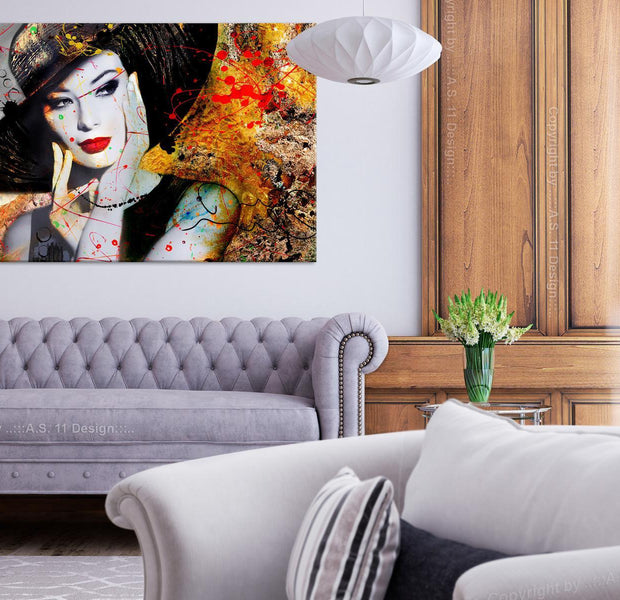 Abstract Canvas Wall Art - Elegant Lady Wide