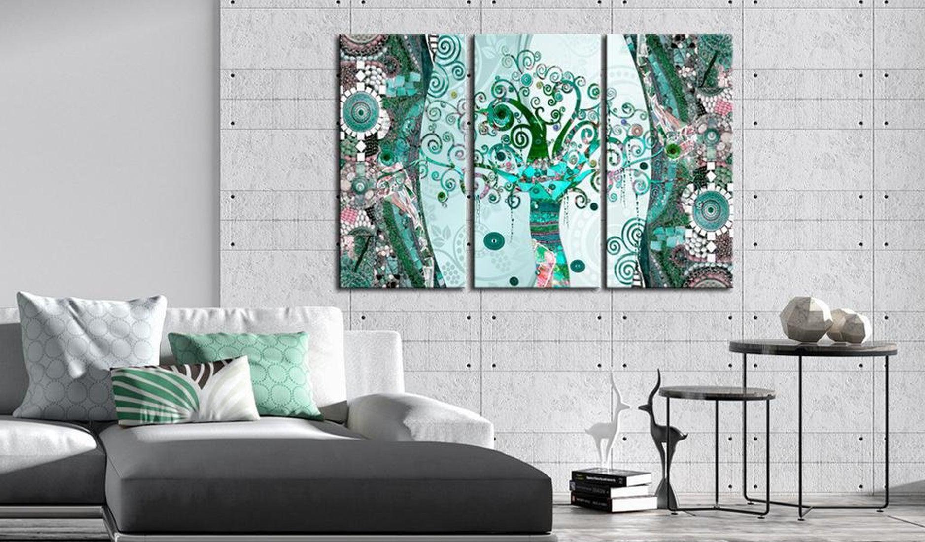 Abstract Canvas Wall Art - Emerald Tree