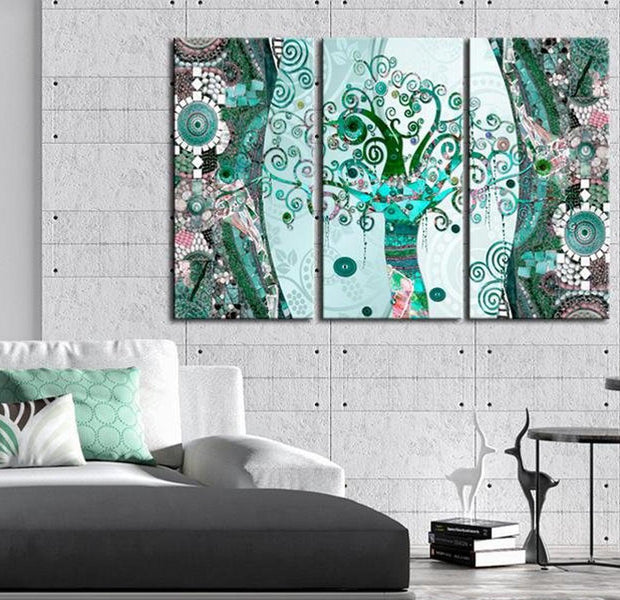 Abstract Canvas Wall Art - Emerald Tree
