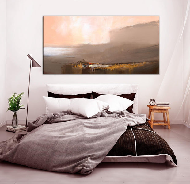 Abstract Canvas Wall Art - End Of Infinity Brown Wide