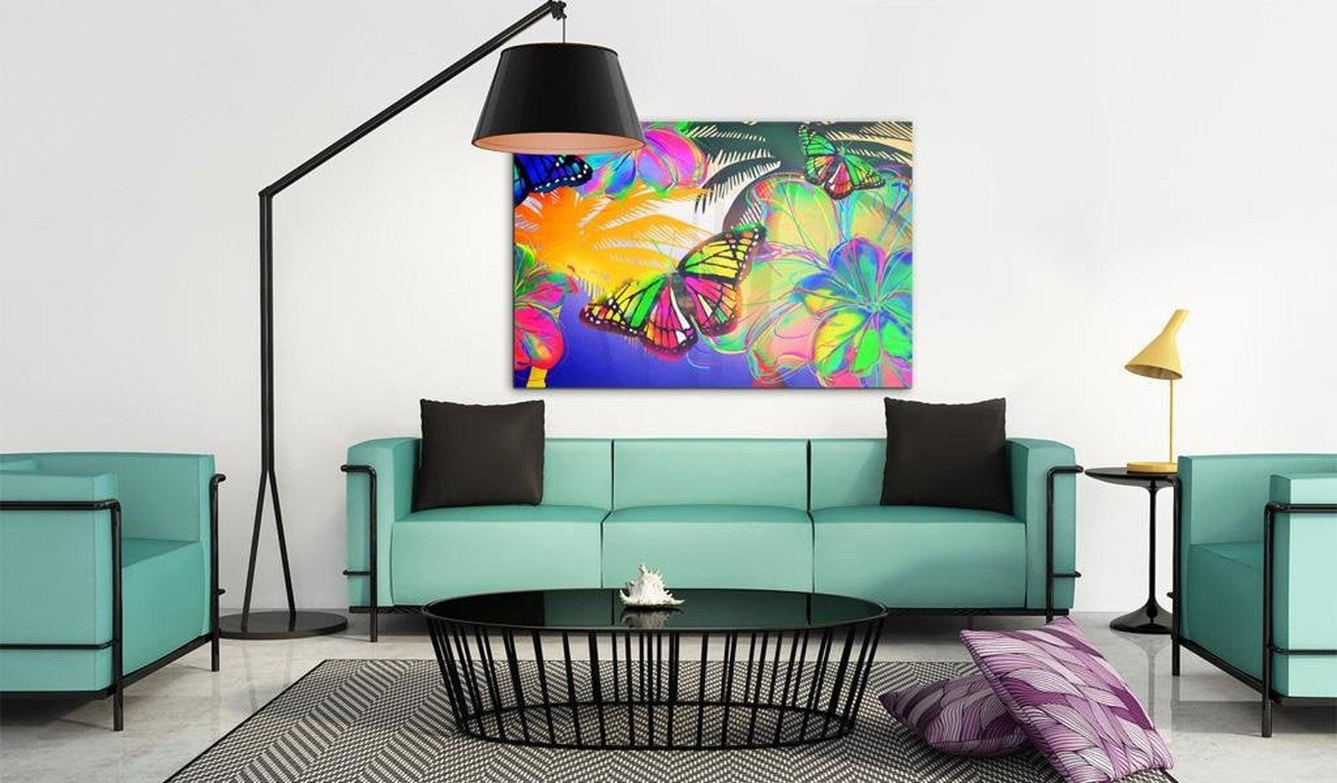 Abstract Canvas Wall Art - Exotic Butterflies