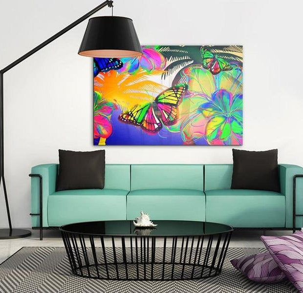 Abstract Canvas Wall Art - Exotic Butterflies