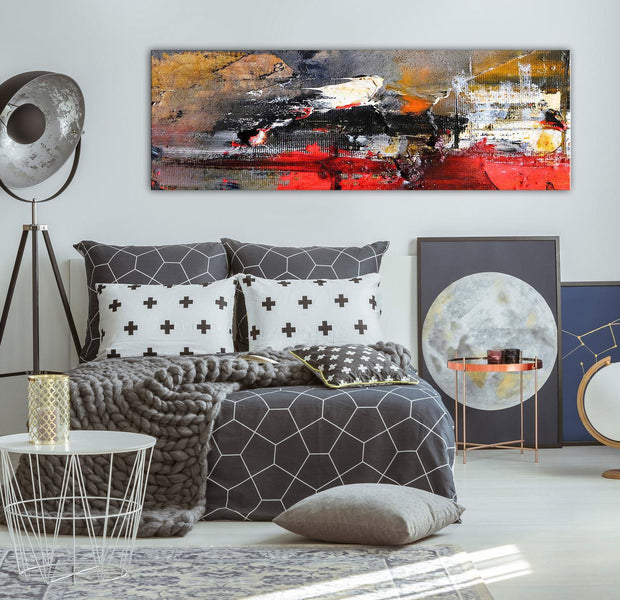 Abstract Canvas Wall Art - Fiery Rush Narrow