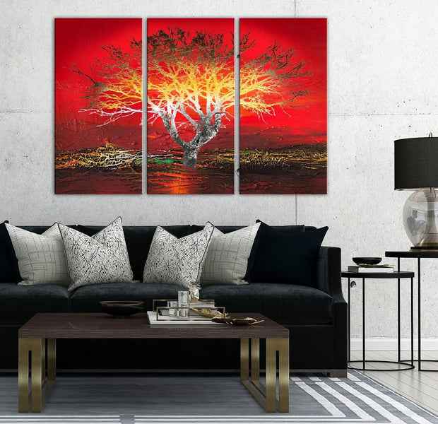 Abstract Canvas Wall Art - Fiery Sky